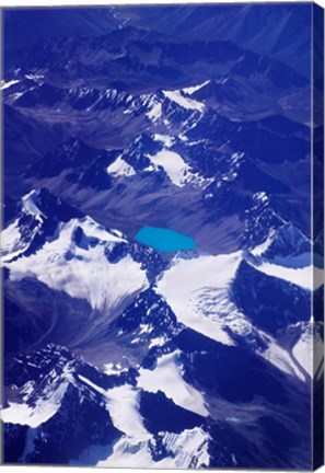 Framed Aerial View of Snow-Capped Peaks on the Tibetan Plateau, Himalayas, Tibet, China Print