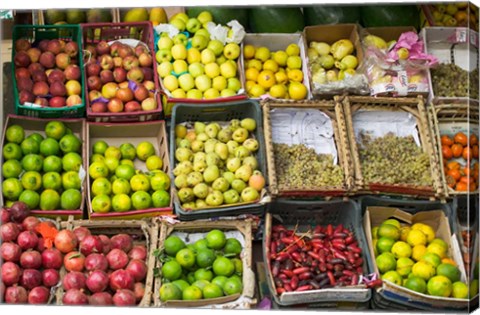 Framed Fruit for sale in the Market Place, Luxor, Egypt Print