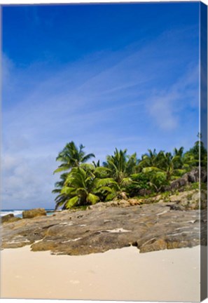 Framed Anse Bambous Beach on Fregate Island, Seychelles Print