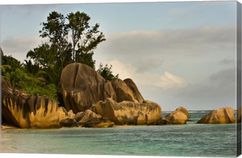 Framed Anse-Source D&#39;Argent coastline, Seychelles, Africa Print