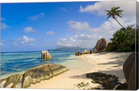 Framed Rock formations, La Digue Island, Seychelles Print