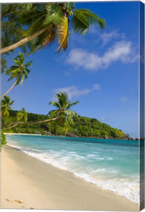 Framed Beach at Chez Batista&#39;s Restaurant, Seychelles Print