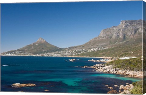 Framed Camps Bay and Clifton area, view of the backside of Lion&#39;s Head, Cape Town, South Africa Print