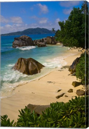 Framed Coastal View of La Digue Island, Seychelles Print