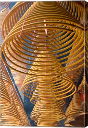 Framed Hanging coils of burning incense, Man Mo Temple, Tai Po, New Territories, Hong Kong, China Print