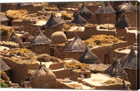 Framed Flat And Conical Roofs, Village of Songo, Dogon Country, Mali, West Africa Print