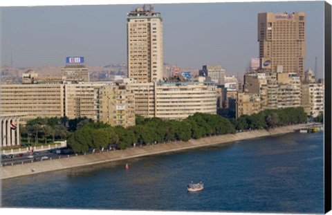 Framed Corniche El Nil, Nile River, Cairo, Egypt Print