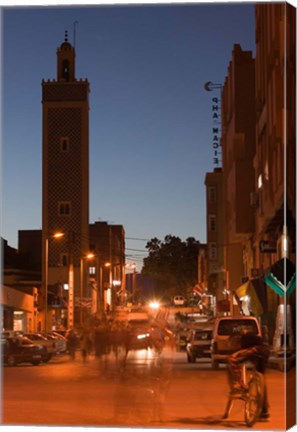 Framed Er Rachidia, Town Mosque and Rue el-Mesjia, Ziz River Valley, Morocco Print