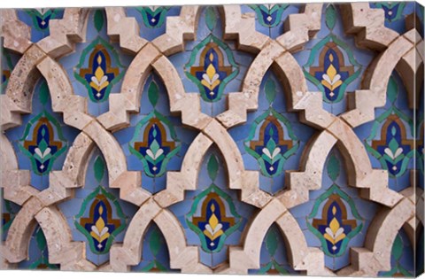 Framed Wall tiles in Al-Hassan II mosque, Casablanca, Morocco Print