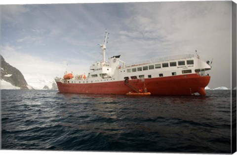 Framed Expedition ship and zodiac, Pleneau Island, Antarctica Print