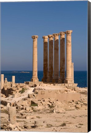 Framed Ancient Architecture with sea in the background, Sabratha Roman site, Libya Print