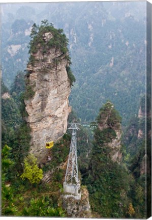 Framed Cable Car To Yellow Stone Stronghold Village, Zhangjiajie National Forest Park, Hunnan, China Print