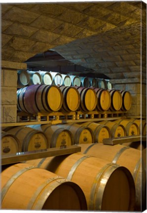 Framed Barrels in cellar at Chateau Changyu-Castel, Shandong Province, China Print