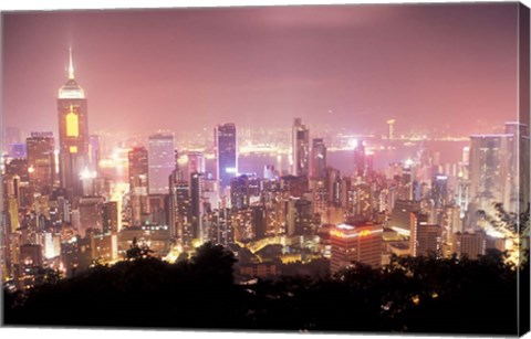 Framed Central Overview from Stubbs Road Lookout, Hong Kong, China Print