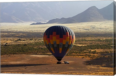 Framed Aerial view of Hot air balloon landing, Namib Desert, Namibia Print