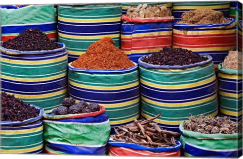 Framed Colorful Spices at Bazaar, Luxor, Egypt Print