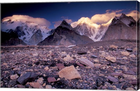 Framed Broad and Gasherbrun Peaks, Karakoram Range, Pakistan Print