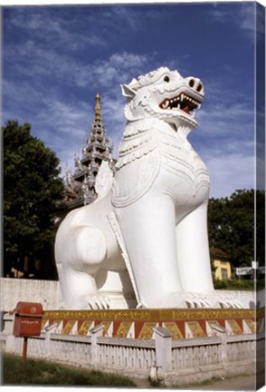 Framed Guardian Lions, Mandalay Hill, Mandalay, Myanmar Print