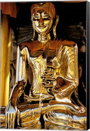 Framed Golden Buda of Shwedagon Pagoda, Yangon, Myanmar Print