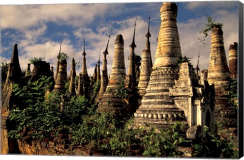 Framed Ancient Ruins of Indein Stupa Complex, Myanmar Print