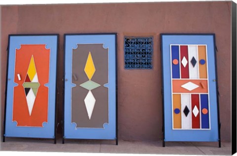 Framed Colorful Doors Made by Local Metalworkers, Morocco Print