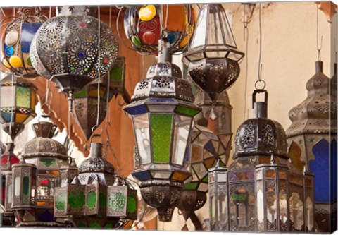 Framed Decorative lanterns in Fes medina, Morocco Print