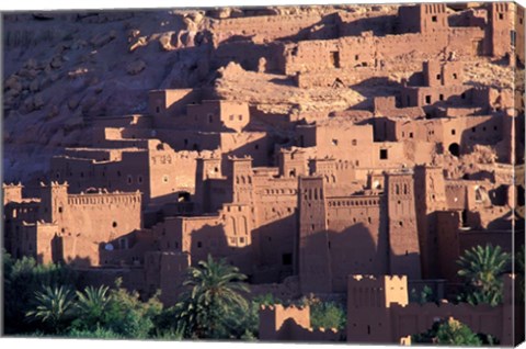 Framed Ait Benhaddou Ksour (Fortified Village) with Pise (Mud Brick) Houses, Morocco Print