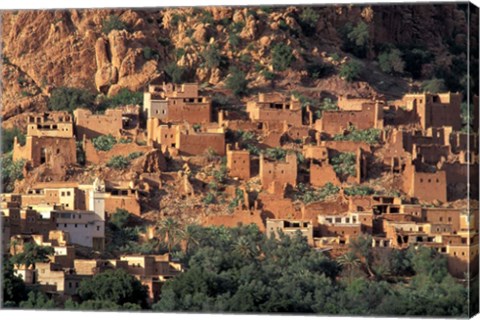 Framed Fortified Homes of Mud and Straw (Kasbahs) and Mosque, Morocco Print