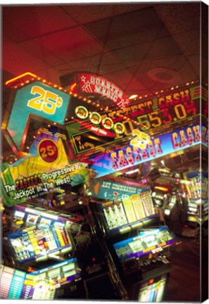 Framed Double exposure, casino signs, Reno, Nevada Print