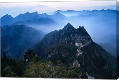 Framed Great Wall in Early Morning Mist, China Print