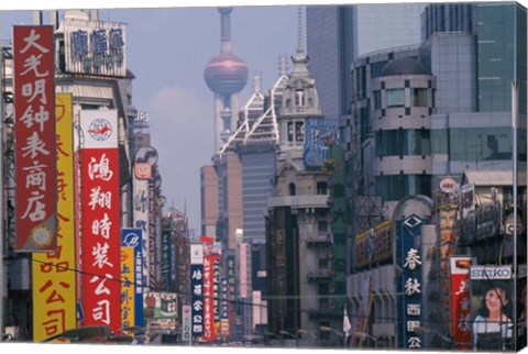 Framed Busy Nanjing Road, Shanghai, China Print