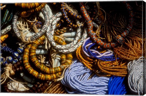 Framed Detail of Beads for Jewelry Making, Makola Market, Accra, Ghana Print