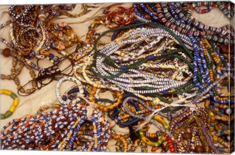 Framed Beadmaker Displaying Samples, Asameng, Ghana Print