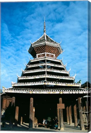 Framed Dong People&#39;s Traditional Drum Tower, China Print