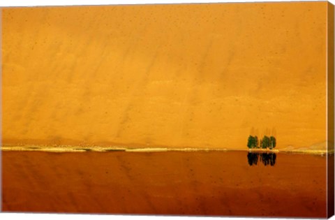 Framed Desert reflection. Badain Jaran Desert, Inner Mongolia, China. Print