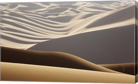 Framed Abstract of desert shapes, Badain Jaran Desert, Inner Mongolia, China Print