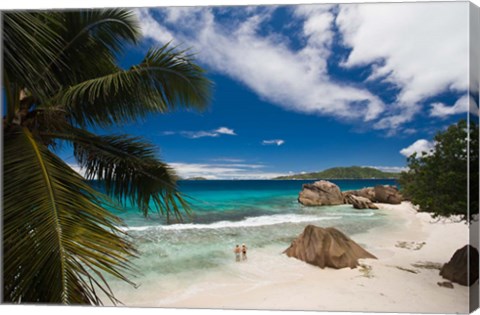 Framed Anse Patates Beach, La Digue Island, Seychelles Print