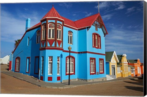 Framed Colorful German colonial architecture, Luderitz, Namibia Print