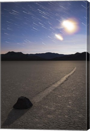 Framed Star trails at the Racetrack Playa in Death Valley National Park, California Print