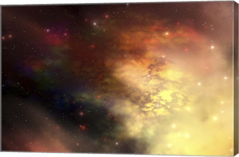 Framed beautiful nebula out in the cosmos with many stars and clouds Print