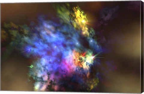 Framed colorful nebula in the universe Print