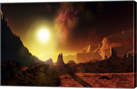 Framed large sun heats this alien planet which bakes in its glow Print