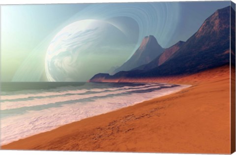 Framed Cosmic Seascape on an Alien Planet Print