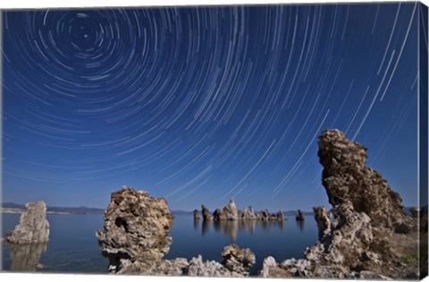 Framed Moonlight illuminates the tufa formations at Mono Lake, California Print