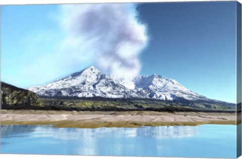 Framed Mount Saint Helens simmers after the volcanic eruption Print