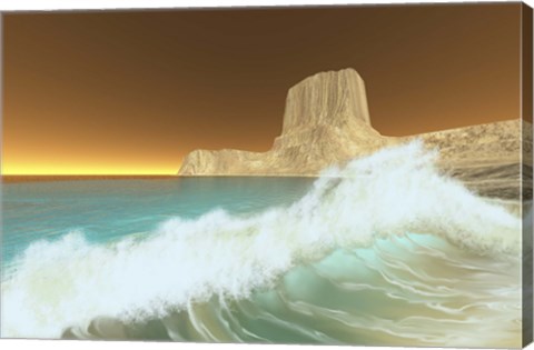 Framed Ocean waves break at dawn on this coastline Print