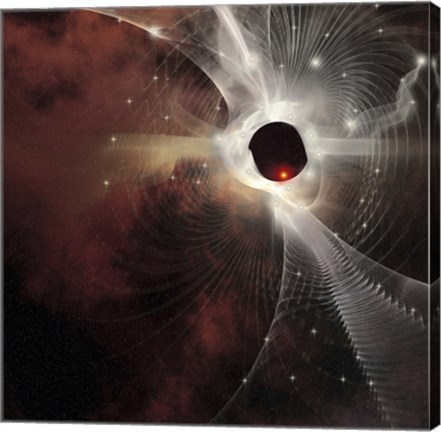 Framed nebula forms gossamer cobweb like strands in the cosmos Print