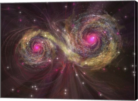 Framed Two large stars dance around each other as one engulfs the other Print