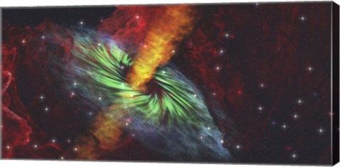 Framed Rays of hot plasma radiate out from this black hole Print