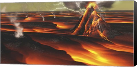 Framed Volcanic eruption on an alien planet Print